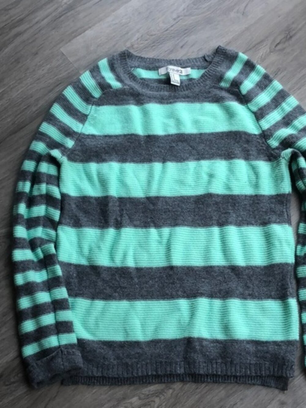 Forever 21 Gray and teal striped sweater